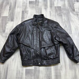 ✅Mens S VTG Wilsons Black Leather Moto/Bomber Jacket Zip Out Liner Thinsulate